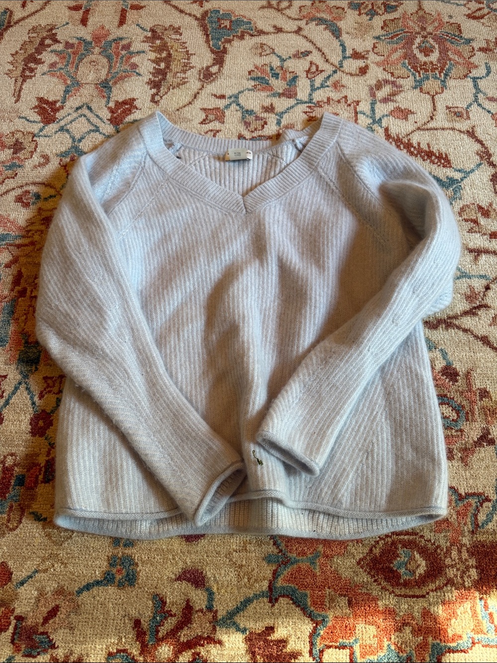 Club Monaco Light blue Ribbed V-Neck Sweater